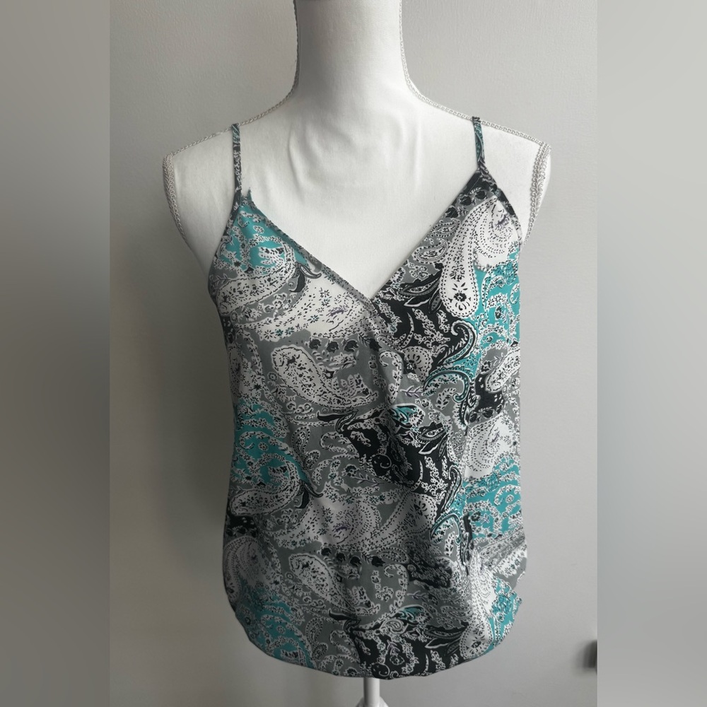 Charming Charlie Teal and Black Paisley Top